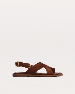 Gia Suede Crossover Sandals Umber Suede