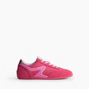 Ultra Slim Retro Runner Sneakers Hot Pink Suede
