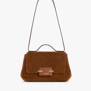 Realm Suede Top Handle Bag Golden Brown