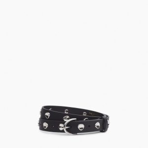 Brynn Studded Leather Belt Black