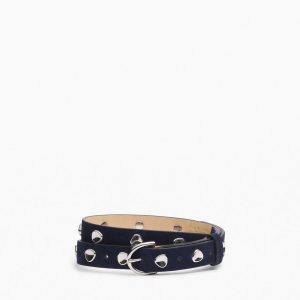 Brynn Studded Italian Suede Belt Navy Suede