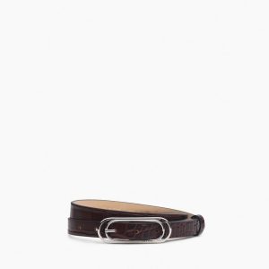 Duo Rounded Rebound Embossed Leather Belt Bordeaux Croc