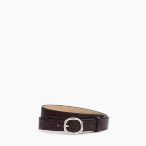 Small Audrey Leather Belt Bordeaux Croc