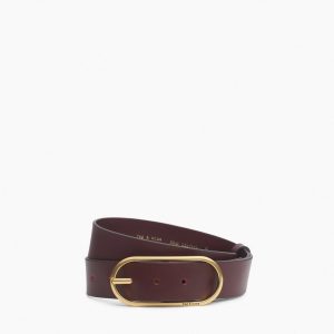 Rounded Rebound Leather Belt Bordeaux