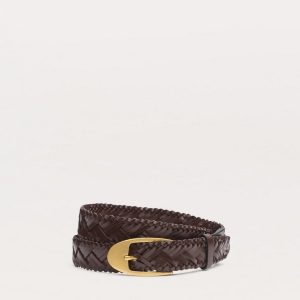 Gemma Woven Leather Belt Dark Espresso