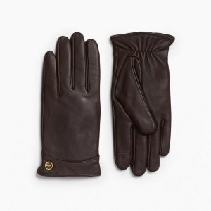 Joni Cashmere-Lined Leather Gloves Dark Espresso
