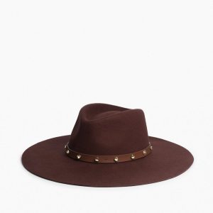 Brynn Studded Wool Fedora Dark Espresso