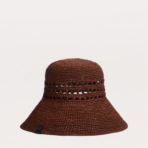 Daisie Rollable Raffia Bucket Hat Toffee