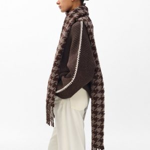 Nora Houndstooth Scarf Dark Espresso Multi