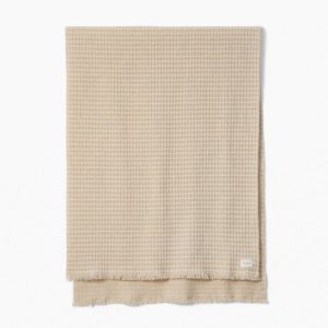 Joni Waffle-Knit Wool Scarf Oatmeal