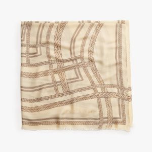 Braid-Print Modal-Cashmere Scarf Greige