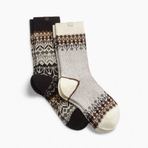 Two-Pack Fair Isle Socks Black Ivory