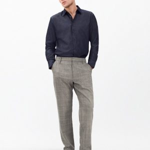 Evan Italian Plaid Wool Trousers Grey Check