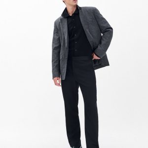 Evan British Wool Tuxedo Trousers Black