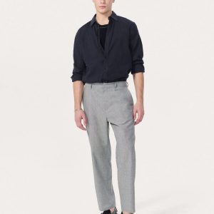 Baggy Wool-Blend Trousers Grey