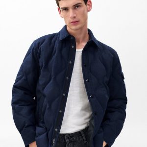 Dane Wool-Cashmere Quilted Shirt Jacket Navy