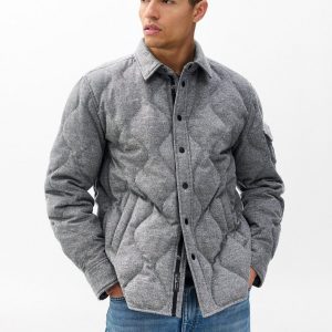 Dane Wool-Cashmere Quilted Shirt Jacket Heather Grey