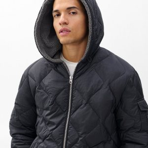 Dane Quilted Hooded Jacket Black
