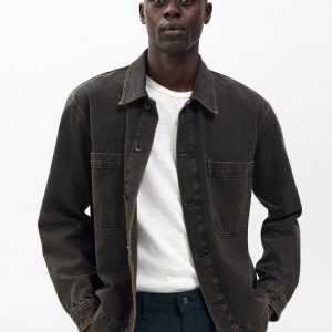 Brooks Infuse Denim Overshirt Brown Black