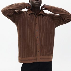Harvey Ribbed Knit Shirt Coffee