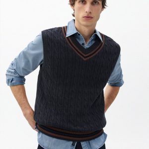 Tristan Cricket Sweater Vest Dark Grey