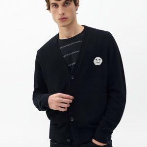 Sour Face Wool Cardigan Black