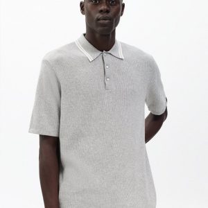 Harvey Tipped Knit Polo Heather Grey