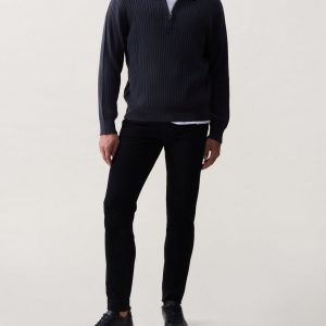 Curtis Ribbed Quarter-Zip Sweater Dark Grey