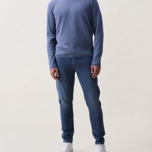 Mitch Cotton Sweater Worn Indigo
