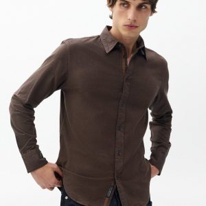 Tomlin Stretch Dobby Shirt Dark Brown