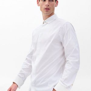 Patrick Poplin Tuxedo Shirt White