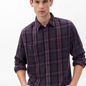 Plaid Twill CPO Overshirt Purple Fairfax