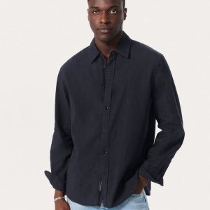 Finch Linen-Blend Shirt Black