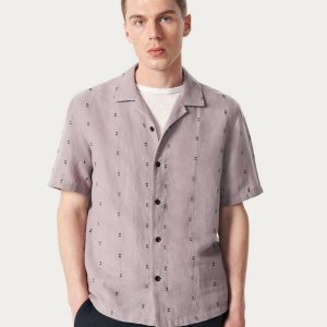 Avery Embroidered Camp Shirt Gull Remi Stripe