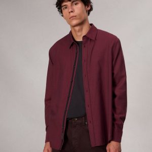 Finch Textured Striped Shirt Red Stripe