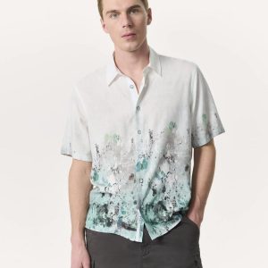 Relaxed Fit Dalton Paint Splatter Shirt White Paint