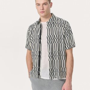 Dalton Printed Shirt Blue & White Joff Print