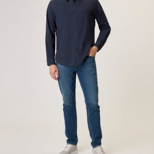 Griffin Hemp-Cotton Shirt Navy