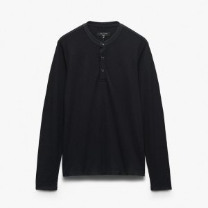 Tech Waffle Henley Black