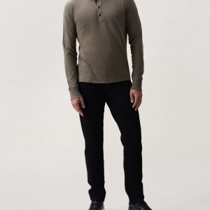 Classic Slub Cotton Long-Sleeve Henley Gravel