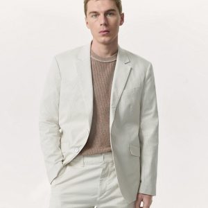 Butler Striped Stretch Cotton Blazer Grey Stripe