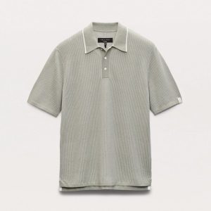 Harvey Knit Polo Shirt Leaf Grey